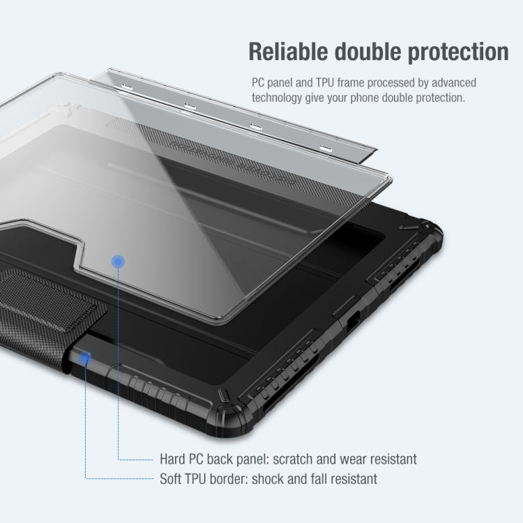 NILLKIN Bumper Pro Estuche de cuero con tapa horizontal con ranura para bolígrafo y soporte y función de suspensión / activación, For iPad Pro 12.9 2022 / 2021 / 2020