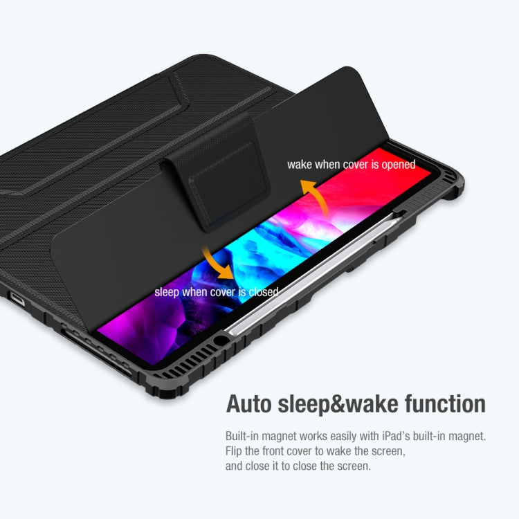 NILLKIN Bumper Pro Estuche de cuero con tapa horizontal con ranura para bolígrafo y soporte y función de suspensión / activación, For iPad Pro 12.9 2022 / 2021 / 2020