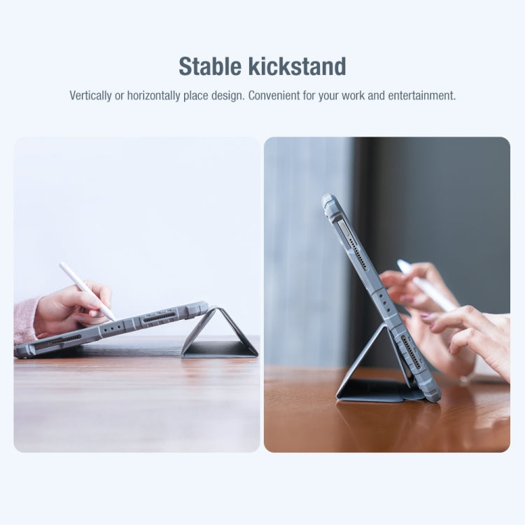 NILLKIN Bumper Pro Estuche de cuero con tapa horizontal con ranura para bolígrafo y soporte y función de suspensión / activación, For iPad Pro 12.9 2022 / 2021 / 2020