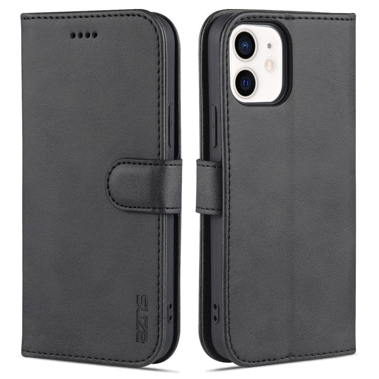 AZNS Skin Feel Calf Texture Funda de cuero con tapa horizontal con ranuras para tarjetas y soporte y billetera, For iPhone 12 / 12 Pro, For iPhone 12 Mini