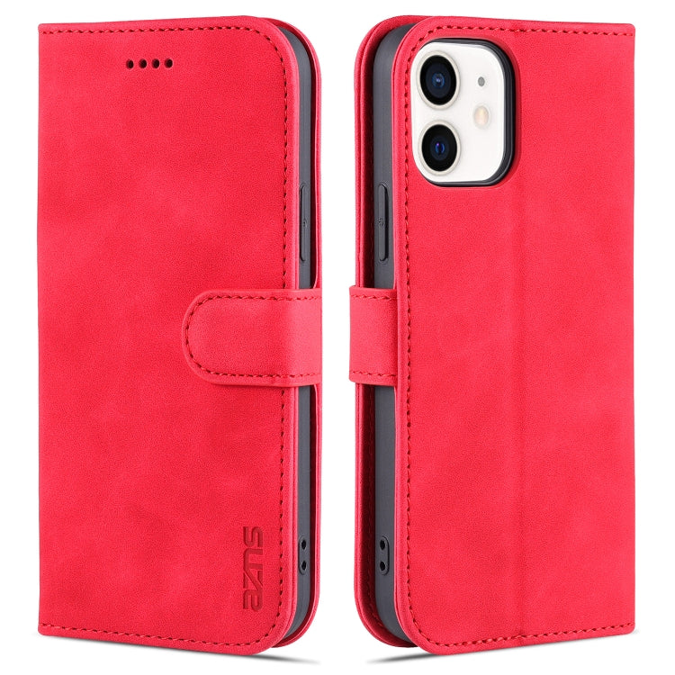 AZNS Skin Feel Calf Texture Funda de cuero con tapa horizontal con ranuras para tarjetas y soporte y billetera, For iPhone 12 / 12 Pro, For iPhone 12 Mini