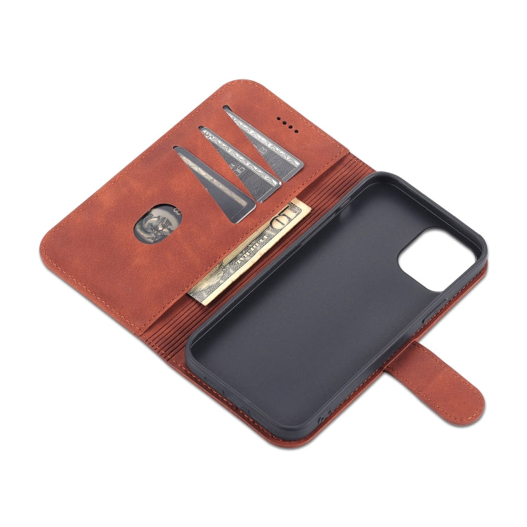 AZNS Skin Feel Calf Texture Funda de cuero con tapa horizontal con ranuras para tarjetas y soporte y billetera, For iPhone 12 / 12 Pro, For iPhone 12 Mini