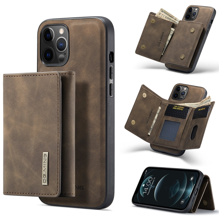 DG.MING Serie M1 Cartera para múltiples tarjetas de 3 pliegues + Funda trasera magnética Funda a prueba de golpes con función de soporte, For iPhone 12 mini, For iPhone 12 / 12 Pro, For iPhone 12 Pro Max