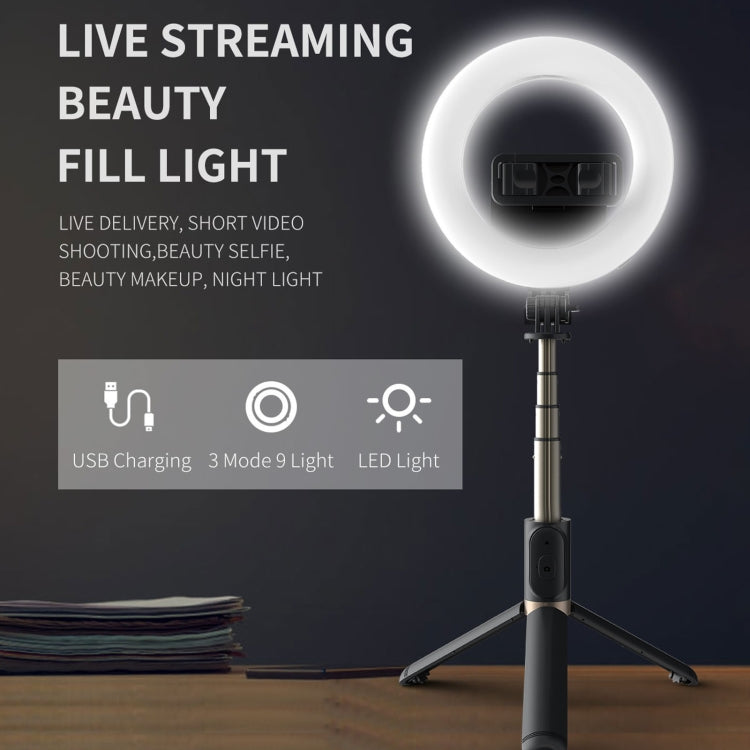 Q07 Trípode/palo Selfie Bluetooth portátil con anillo de luz de 6 pulgadas, Q07