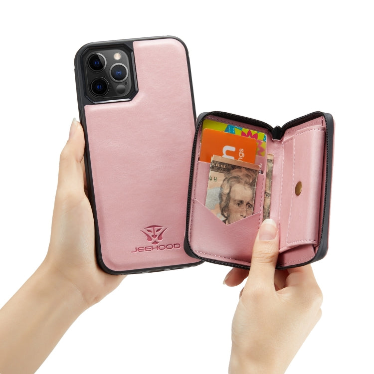 JEEHOOD Estuche de cuero con tapa horizontal con cremallera magnética con soporte y ranura para tarjeta y billetera, For iPhone 12 mini, For iPhone 12 / 12 Pro, For iPhone 12 Pro Max