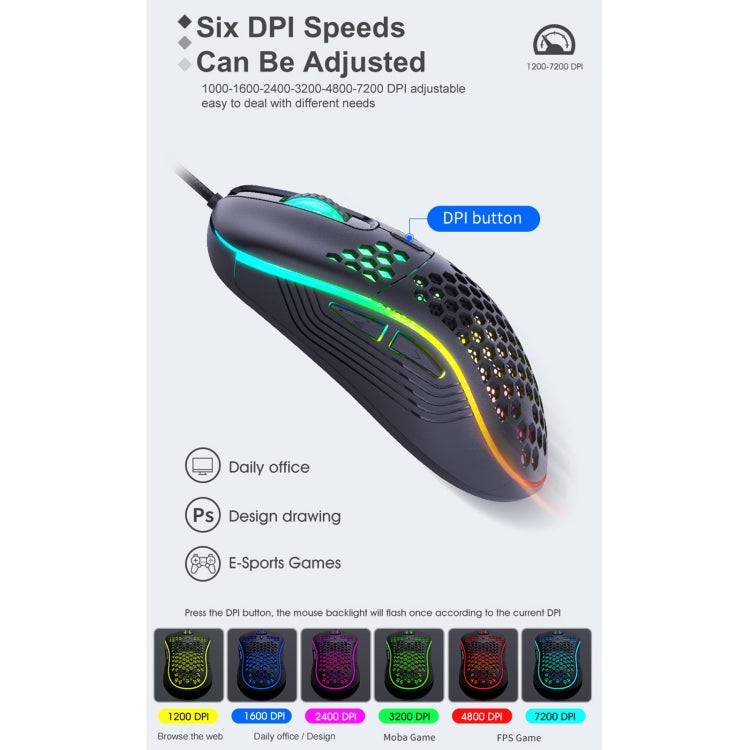 Ratón con cable para juegos con iluminación RGB iMICE T98, T98