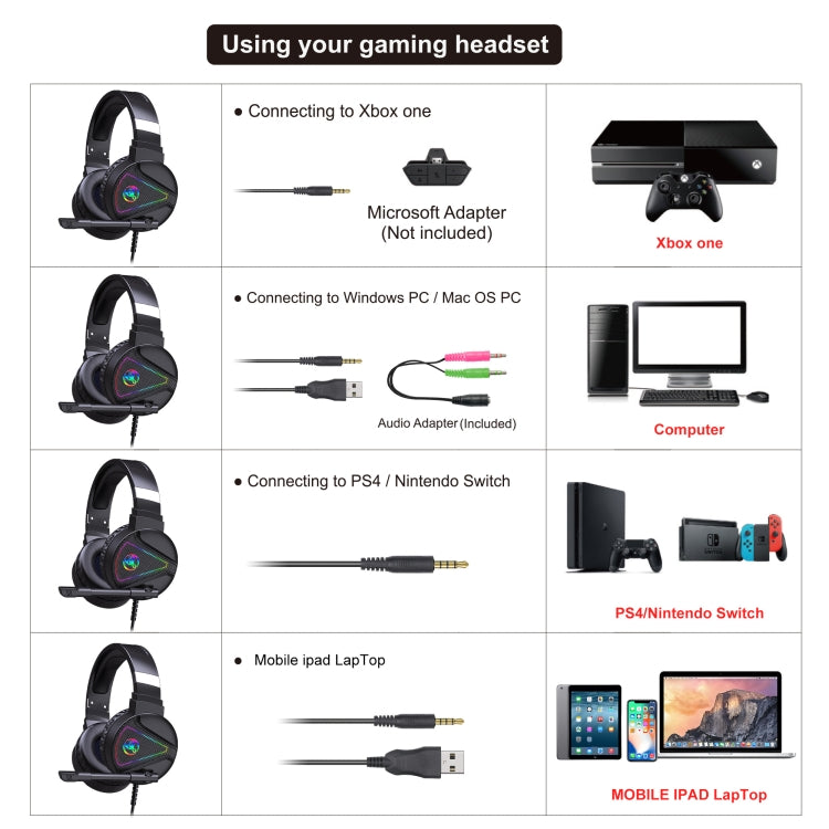HXSJ F16 3.5mm + puerto USB RGB Light Auriculares estéreo para juegos con micrófono