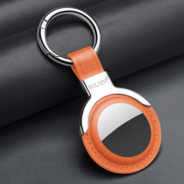 Funda protectora de cuero SULADA con anillo de llavero intercambiable para AirTag