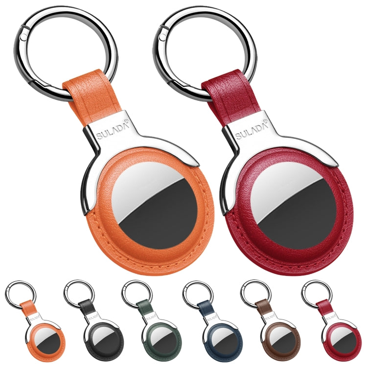 Funda protectora de cuero SULADA con anillo de llavero intercambiable para AirTag