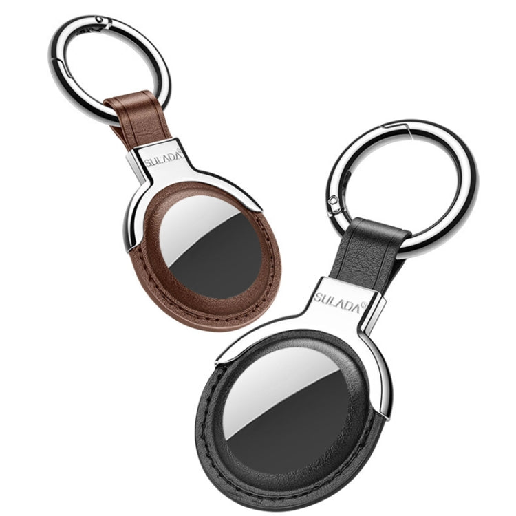 Funda protectora de cuero SULADA con anillo de llavero intercambiable para AirTag