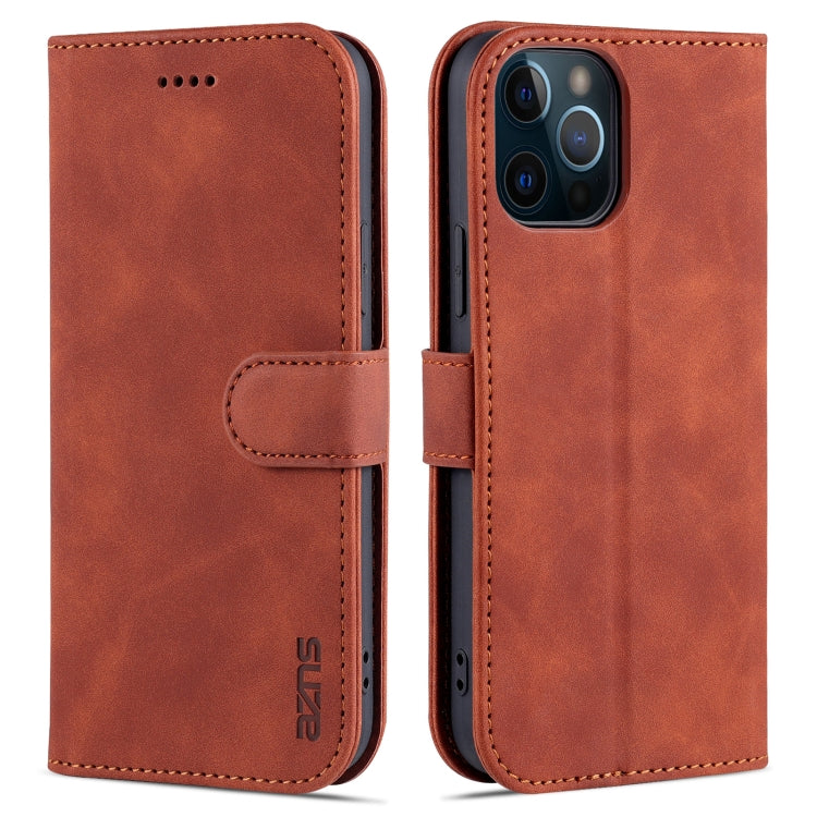 AZNS Skin Feel Calf Texture Funda de cuero con tapa horizontal con ranuras para tarjetas y soporte y billetera, For iPhone 12 Pro, For iPhone 12 Pro Max