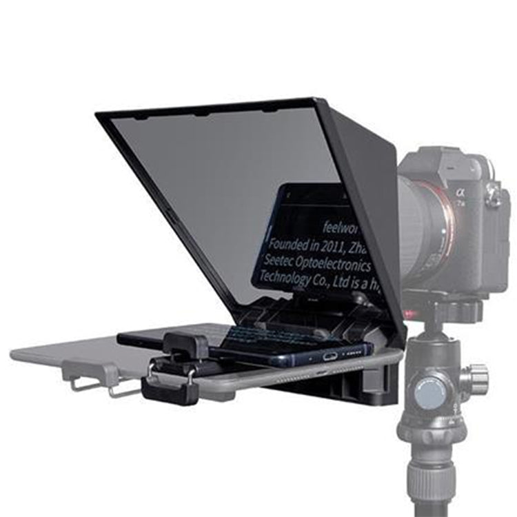 Teleprompter portátil FEELWORLD TP2 con anillo adaptador de lente de control remoto Bluetooth para teléfonos móviles/tabletas/cámaras SLR de menos de 8 pulgadas, TP2