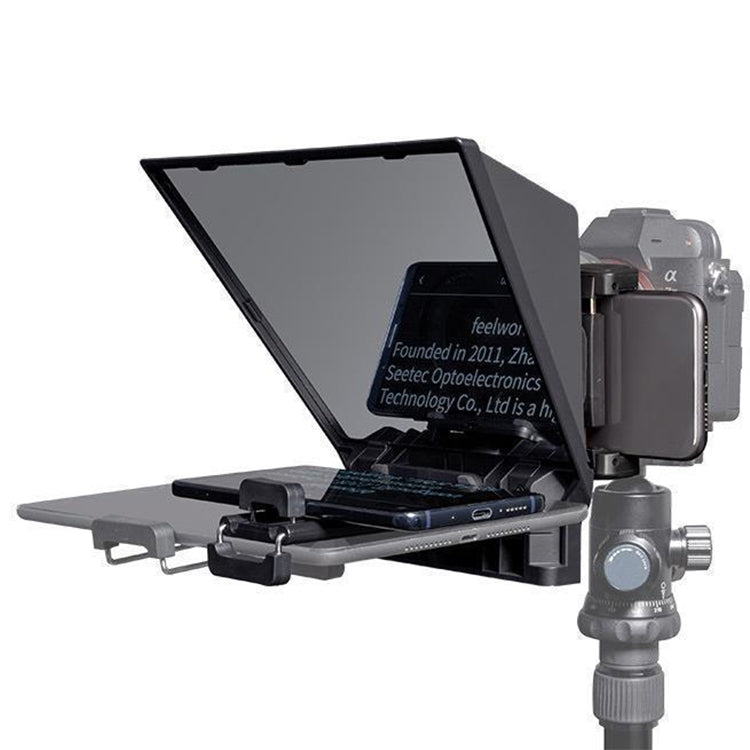 FEELWORLD TP2A NUEVO Teleprompter portátil con control remoto y anillo adaptador de lente para teléfonos móviles / tabletas / cámaras SLR de menos de 8 pulgadas, TP2A NEW