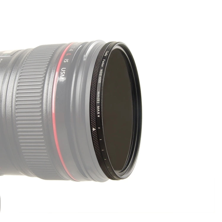 ND2-400 ND2 a ND400 ND Filtro Lente Densidad neutra Filtro variable ajustable, Cuely 40.5mm, Cuely 49mm, Cuely 52mm, Cuely 55mm, Cuely 58mm, Cuely 62mm, Cuely 67mm, Cuely 72mm, Cuely 77mm, Cuely 82mm