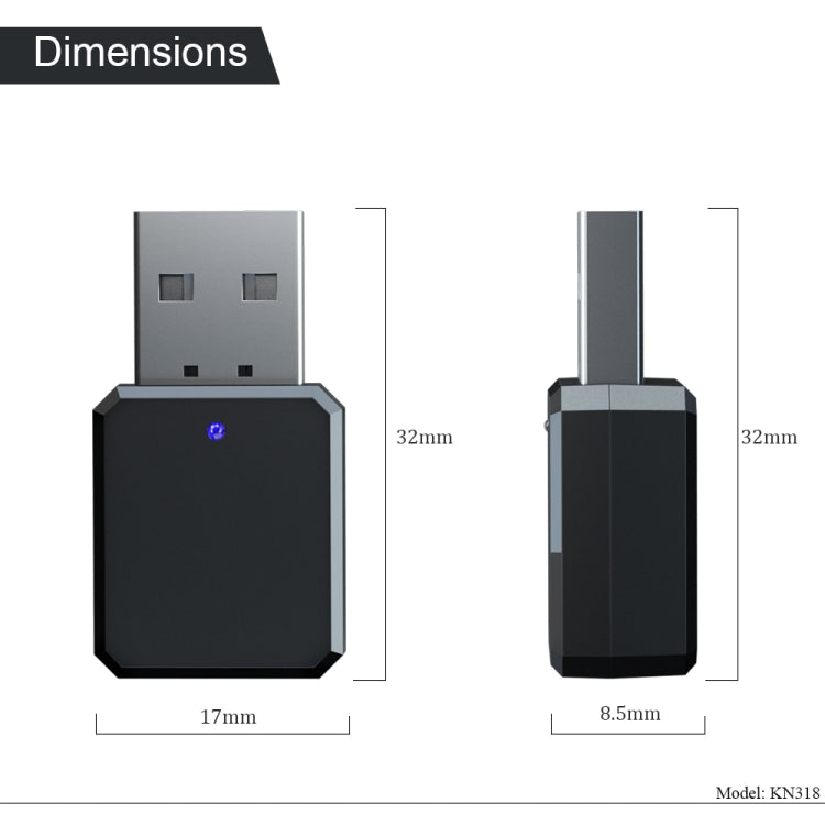 Adaptador Receptor De Audio KN318 USB Bluetooth 5.1, KN318