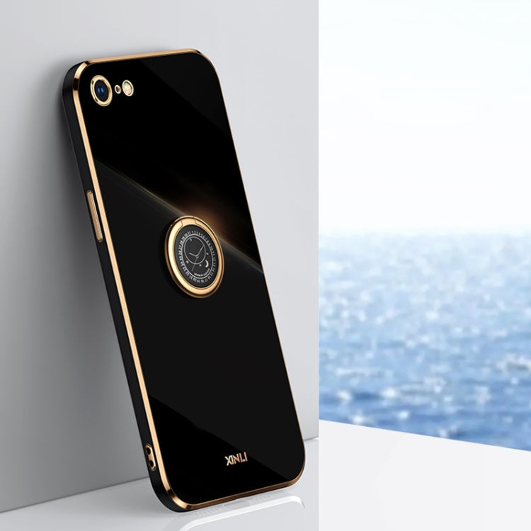XINLI Straight 6D Plating Gold Edge TPU Estuche a prueba de golpes con soporte para anillo, For iPhone 6 / 6s, For iPhone 6 Plus / 6s Plus, For iPhone 8 Plus / 7 Plus, For iPhone SE 2022 / SE 2020 / 8 / 7, For iPhone 11, For iPhone 11 Pro