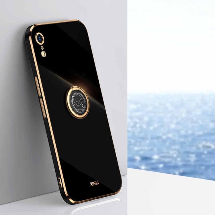 XINLI Straight 6D Plating Gold Edge TPU Estuche a prueba de golpes con soporte para anillo, For iPhone XR, For iPhone XS, For iPhone XS Max