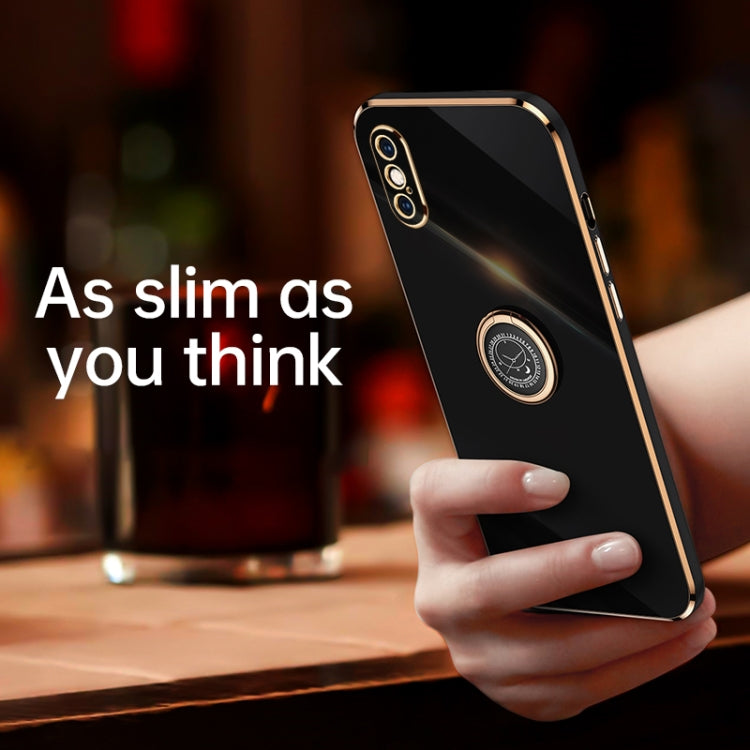 XINLI Straight 6D Plating Gold Edge TPU Estuche a prueba de golpes con soporte para anillo, For iPhone XR, For iPhone XS, For iPhone XS Max
