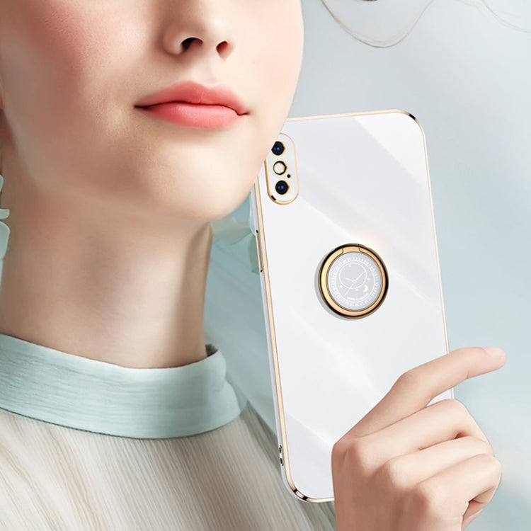 XINLI Straight 6D Plating Gold Edge TPU Estuche a prueba de golpes con soporte para anillo, For iPhone XR, For iPhone XS, For iPhone XS Max