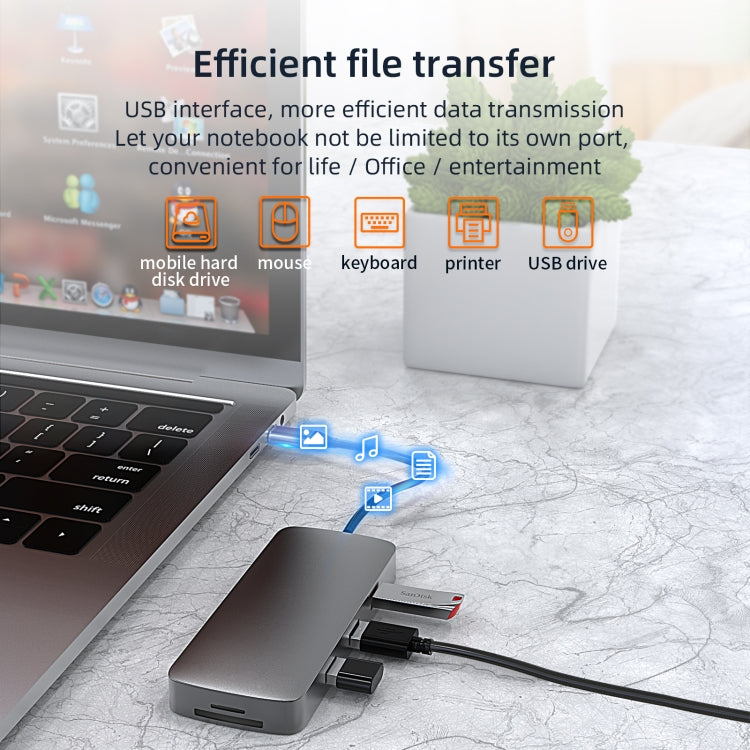 BL10V 10 en 1 USB-C / Type-C a RJ45 + VGA + HDMI + 3,5 mm AUX + Ranura para tarjeta SD / TF + PD USB-C / Type-C + USB 3.0 + 2 puertos USB 2.0 HUB de estación de acoplamiento, BL10V