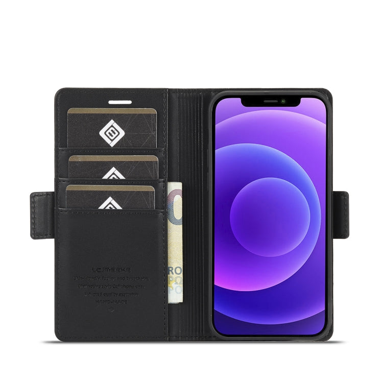 LC.IMEEKE Hebilla magnética PU + TPU Estuche de cuero con tapa horizontal con soporte y ranuras para tarjetas y billetera, For iPhone 12 mini