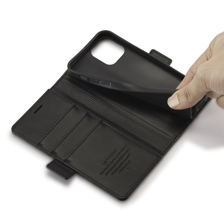 LC.IMEEKE Hebilla magnética PU + TPU Estuche de cuero con tapa horizontal con soporte y ranuras para tarjetas y billetera, For iPhone 12 mini
