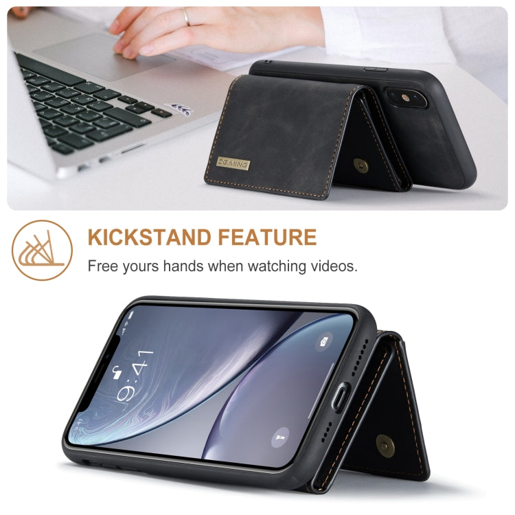 DG.MING Serie M1 Cartera para múltiples tarjetas de 3 pliegues + Funda trasera magnética Funda a prueba de golpes con función de soporte, For iPhone X, For iPhone XS, For iPhone XS Max