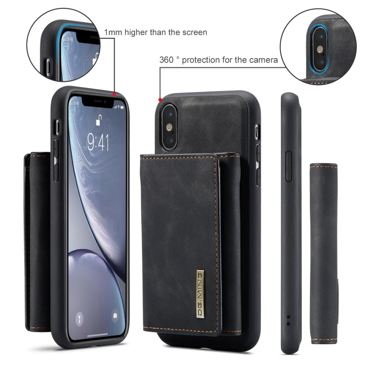DG.MING Serie M1 Cartera para múltiples tarjetas de 3 pliegues + Funda trasera magnética Funda a prueba de golpes con función de soporte, For iPhone X, For iPhone XS, For iPhone XS Max
