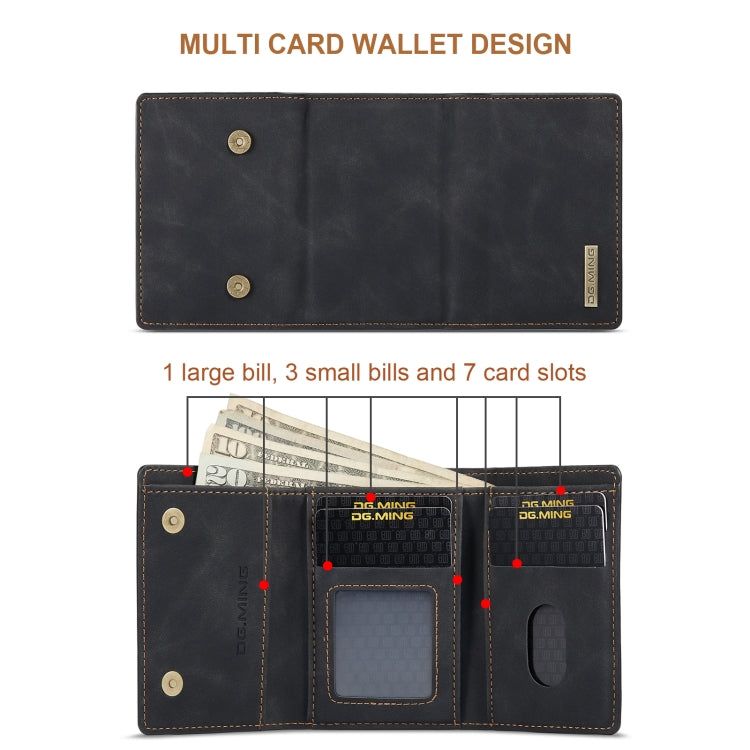 DG.MING Serie M1 Cartera para múltiples tarjetas de 3 pliegues + Funda trasera magnética Funda a prueba de golpes con función de soporte, For iPhone X, For iPhone XS, For iPhone XS Max