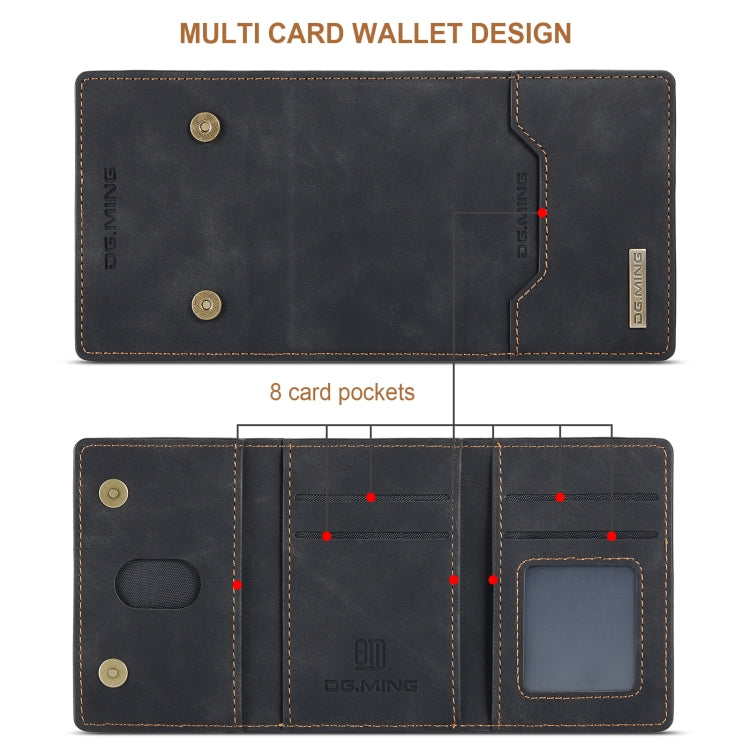 DG.MING Serie M2 Bolsa multitarjeta de 3 pliegues + Funda trasera magnética Funda a prueba de golpes con función de billetera y soporte, For iPhone X, For iPhone XS, For iPhone XS Max