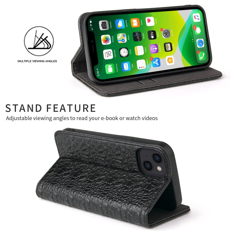 Fierre Shann Cocodrilo Textura Magnética Horizontal Flip Estuche de cuero genuino con soporte y ranura para tarjeta, For iPhone 13 mini, For iPhone 13, For iPhone 13 Pro, For iPhone 13 Pro Max