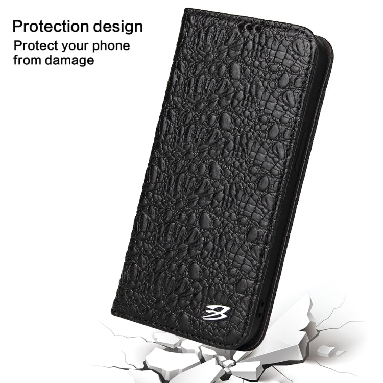 Fierre Shann Cocodrilo Textura Magnética Horizontal Flip Estuche de cuero genuino con soporte y ranura para tarjeta, For iPhone 13 mini, For iPhone 13, For iPhone 13 Pro, For iPhone 13 Pro Max