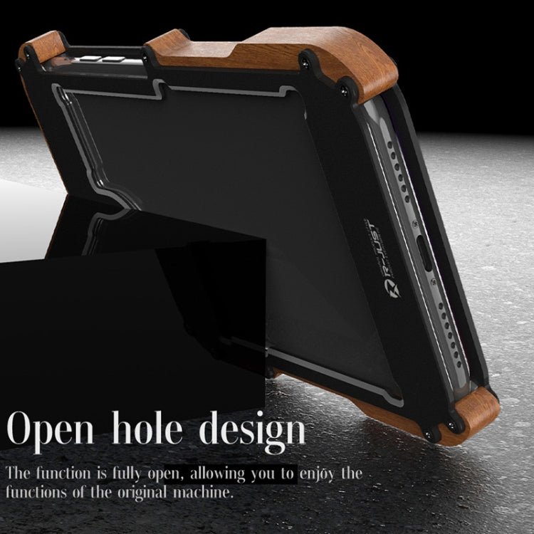 R-JUST Ironwood Man a prueba de golpes de metal + funda protectora de parachoques de madera, For iPhone 13 mini, For iPhone 13, For iPhone 13 Pro, For iPhone 13 Pro Max