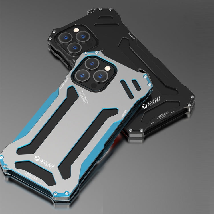 Estuche protector de metal blindado a prueba de golpes R-JUST, For iPhone 13 mini, For iPhone 13, For iPhone 13 Pro, For iPhone 13 Pro Max