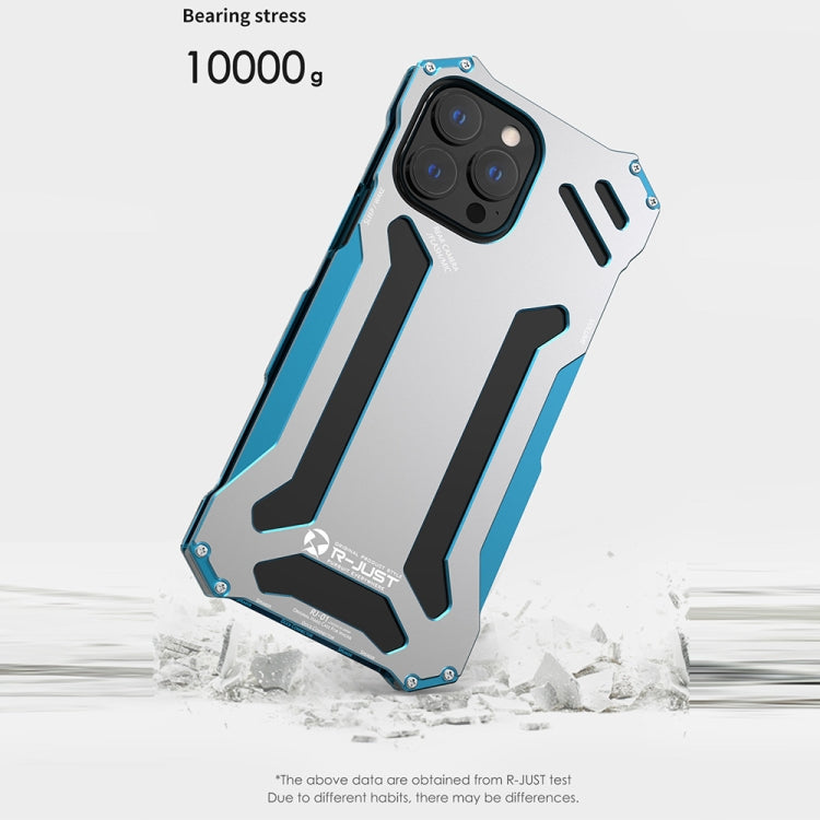 Estuche protector de metal blindado a prueba de golpes R-JUST, For iPhone 13 mini, For iPhone 13, For iPhone 13 Pro, For iPhone 13 Pro Max