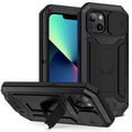 R-JUST cámara deslizante a prueba de golpes impermeable a prueba de polvo Metal + funda protectora de silicona con soporte, For iPhone 13 mini, For iPhone 13, For iPhone 13 Pro, For iPhone 13 Pro Max