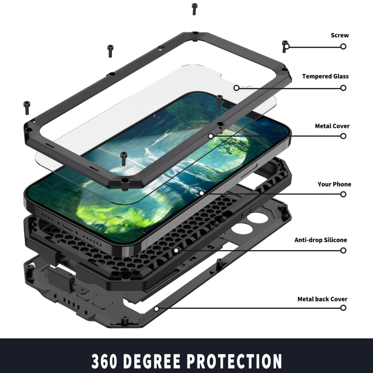 R-JUST cámara deslizante a prueba de golpes impermeable a prueba de polvo Metal + funda protectora de silicona con soporte, For iPhone 13 mini, For iPhone 13, For iPhone 13 Pro, For iPhone 13 Pro Max