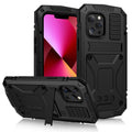 R-JUST a prueba de golpes a prueba de agua a prueba de polvo de metal + funda protectora de silicona con soporte, For iPhone 13 mini, For iPhone 13, For iPhone 13 Pro, For iPhone 13 Pro Max