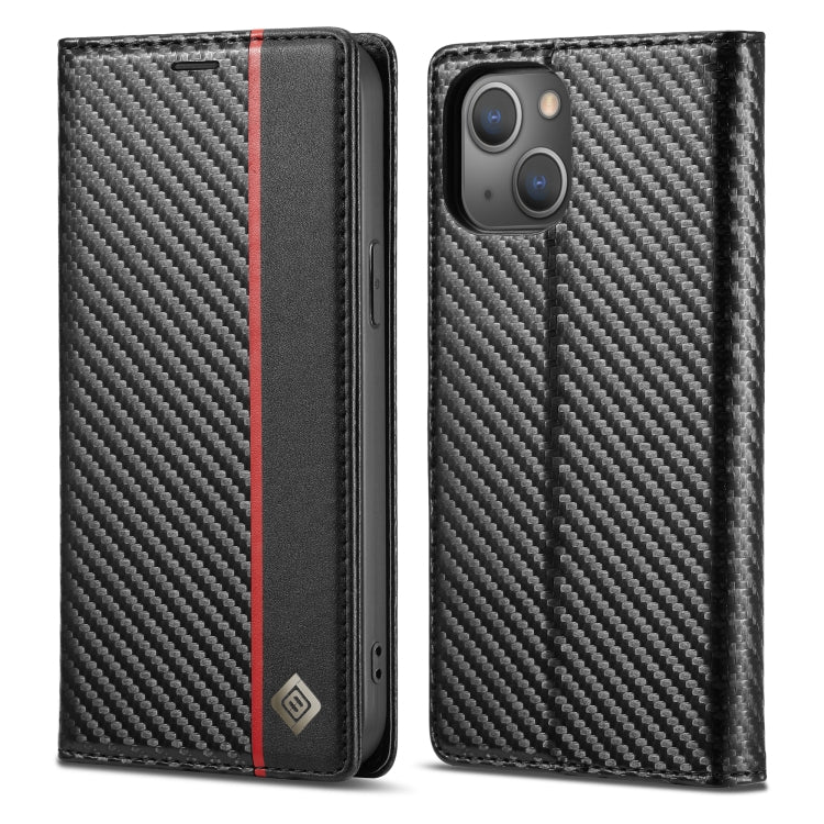 LC.IMEEKE Estuche de cuero con tapa horizontal de fibra de carbono PU + TPU con soporte, ranura para tarjeta y billetera, For iPhone 13 mini, For iPhone 13, For iPhone 13 Pro, For iPhone 13 Pro Max