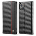 LC.IMEEKE Estuche de cuero con tapa horizontal de fibra de carbono PU + TPU con soporte, ranura para tarjeta y billetera, For iPhone 13 mini, For iPhone 13, For iPhone 13 Pro, For iPhone 13 Pro Max