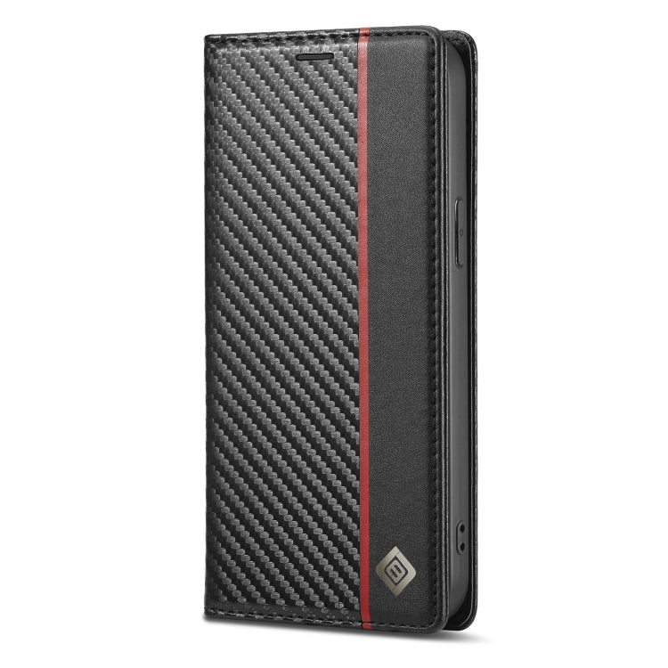 LC.IMEEKE Estuche de cuero con tapa horizontal de fibra de carbono PU + TPU con soporte, ranura para tarjeta y billetera, For iPhone 13 mini, For iPhone 13, For iPhone 13 Pro, For iPhone 13 Pro Max