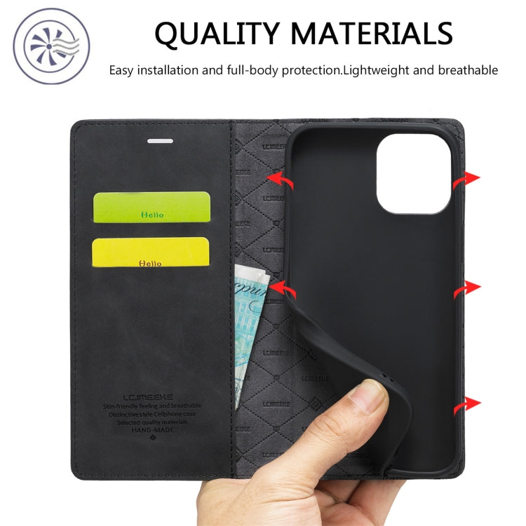 LC.IMEEKE Estuche de cuero con tapa horizontal de PU magnético fuerte + TPU mate con soporte y ranuras para tarjetas y billetera, For iPhone 13 mini, For iPhone 13, For iPhone 13 Pro, For iPhone 13 Pro Max