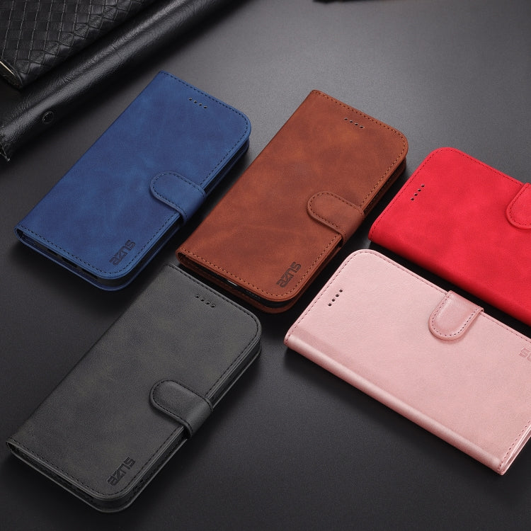 AZNS Skin Feel Calf Texture Funda de cuero con tapa horizontal con ranuras para tarjetas y soporte y billetera, For iPhone 13, For iPhone 13 Mini