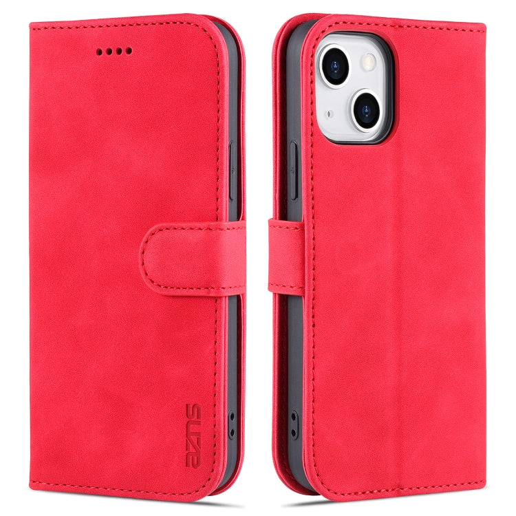 AZNS Skin Feel Calf Texture Funda de cuero con tapa horizontal con ranuras para tarjetas y soporte y billetera, For iPhone 13, For iPhone 13 Mini