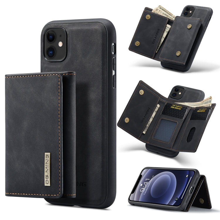DG.MING Serie M1 Cartera para múltiples tarjetas de 3 pliegues + Funda trasera magnética Funda a prueba de golpes con función de soporte, For iPhone 11, For iPhone 11 Pro, For iPhone 11 Pro Max