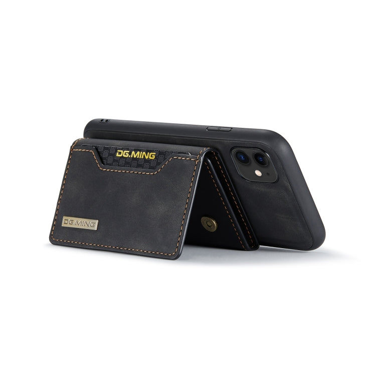 DG.MING Serie M2 Bolsa multitarjeta de 3 pliegues + Funda trasera magnética Funda a prueba de golpes con función de billetera y soporte, For iPhone 11, For iPhone 11 Pro, For iPhone 11 Pro Max