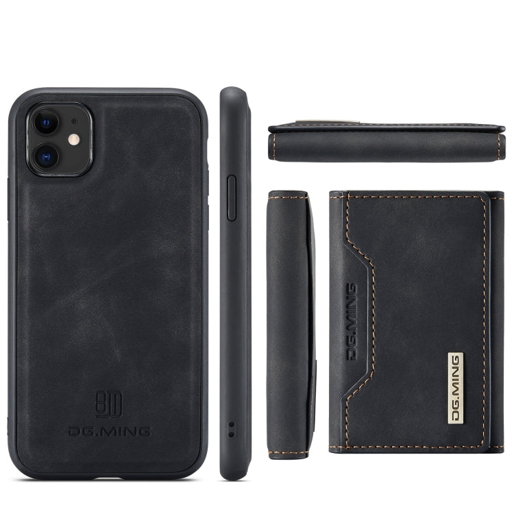 DG.MING Serie M2 Bolsa multitarjeta de 3 pliegues + Funda trasera magnética Funda a prueba de golpes con función de billetera y soporte, For iPhone 11, For iPhone 11 Pro, For iPhone 11 Pro Max