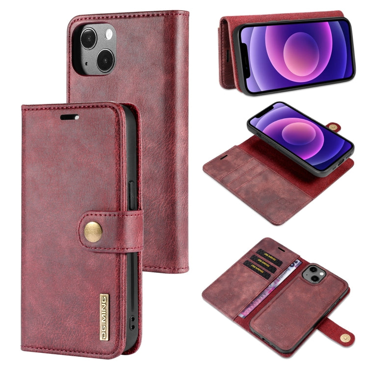DG.MING Crazy Horse Texture Flip Estuche de cuero magnético desmontable con soporte y ranuras para tarjetas y billetera, For iPhone 13 mini, For iPhone 13, For iPhone 13 Pro, For iPhone 13 Pro Max