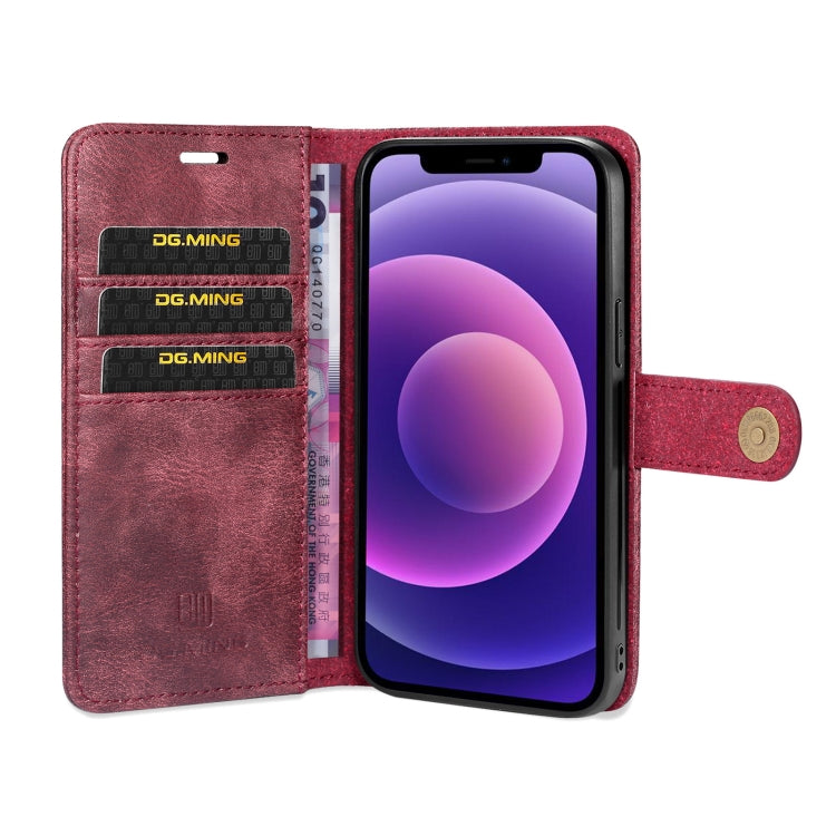 DG.MING Crazy Horse Texture Flip Estuche de cuero magnético desmontable con soporte y ranuras para tarjetas y billetera, For iPhone 13 mini, For iPhone 13, For iPhone 13 Pro, For iPhone 13 Pro Max