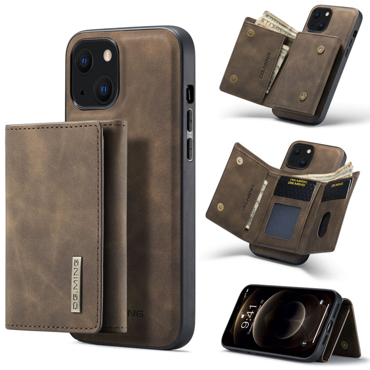 DG.MING Serie M1 Cartera para múltiples tarjetas de 3 pliegues + Estuche magnético a prueba de golpes con función de soporte, For iPhone 13 mini, For iPhone 13, For iPhone 13 Pro, For iPhone 13 Pro Max